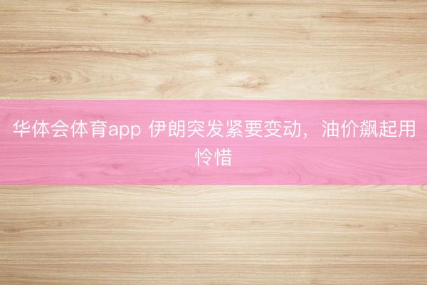 华体会体育app 伊朗突发紧要变动,油价飙起用怜惜