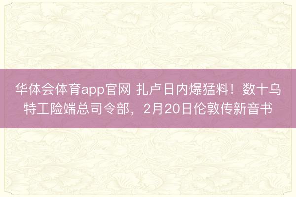 华体会体育app官网 扎卢日内爆猛料!数十乌特工险端总司令部,2月20日伦敦传新音书